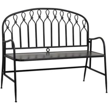 Banco de Metal Negro para Exterior Wanderlust Deco - Resistente a la Intemperie, dimensiones 118x56x98 cm