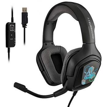 THE G-LAB Korp COBALT 7.1 - Auriculares Gaming con Sonido 7.1 Surround - Auriculares Gaming Audio, Retroiluminación RGB, Micrófono Flexible, Livianos y Cómodos, PC, PS4, PS5