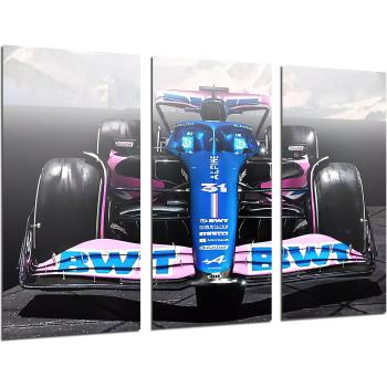 Set de 3 Cuadros Decorativos Fórmula 1 Alpine A523 2023 - Ocon y Gasly, Impresión Digital sobre Madera