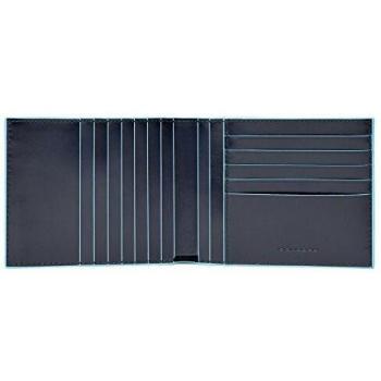 Piquadro Blue Square Men's Wallet 12 Compartments RFID Leather Blue