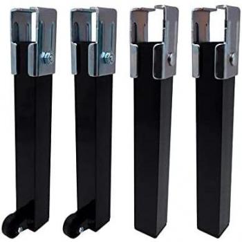 Juego de 4 Patas para Somier PT25, Medidas 40x30x260mm, con Rueda, Color Negro, Referencia 96405 Micel