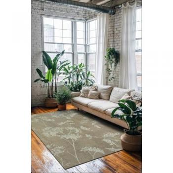 Alfombra moderna de tejido plano marrón 200x280 cm - colección Setas en pergamino gris