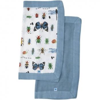 Muselina de Bambú Little Unicorn Bugs-Spruce 40x40 cm - Juego de 2 Uds - Suavidad Garantizada