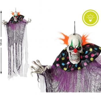 Payaso Colgante Halloween 66673 con Luces LED y Diseño Multicolor de 120x80x10 cm