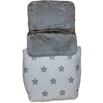Saco de Coche o capazo Universal Rosy, Fabricado en Microfibra y Pelo Blanco Gris