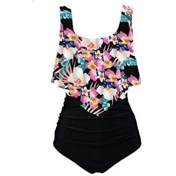 Aidotop banador para mujer top con volantes cintura alta traje de bano trajes de bano de dos piezas bikini setsz3black flowerzeu 3436sz