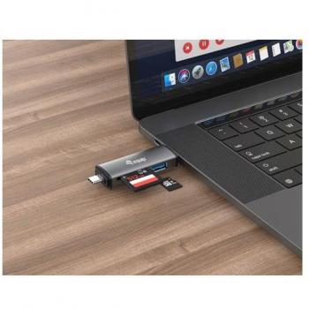 Equip Lector de Tarjetas USB 3.0 HUB OTG SB-C & USB-A SD/MicroSD