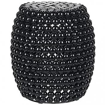 Mesa Auxiliar Negra Ovalada de Hierro y Plástico 45 x 45 x 40 cm Forma Tambor