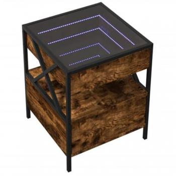 Mesa de centro con Infinity LED roble ahumado 40x40x51 cm Marrón