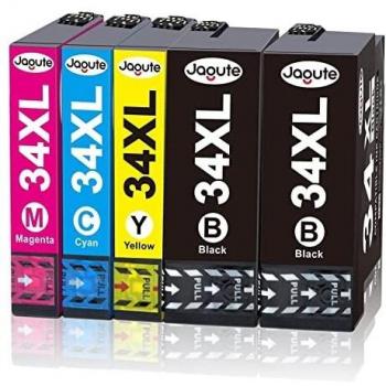 Jagute 34XL Cartuchos de Tinta de Repuesto para Epson 34XL para Epson Workforce Pro WF-3720DWF, WF-3725DWF Impresora -T3471 T3472 T3473 T3474