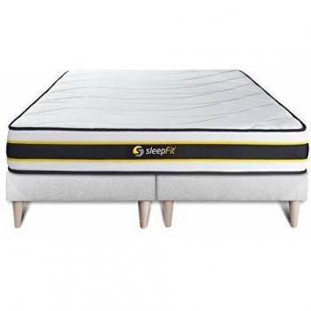 Cama con Colchón Flexy de Muelles Ensacados y Espuma Viscoelástica - Altura: 22 cm - Color: Blanco - Tamaño: 160 x 200 cm