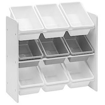 Estantería Organizador de Juguetes Blanca con 9 Cajas Extraíbles en MDF y Plástico para Dormitorio Infantil