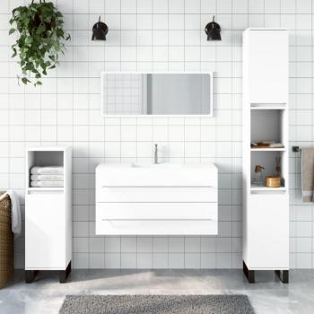 Mueble de baño con espejo de madera multicapa blanco Vidaxl