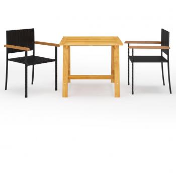 vidaXL 3 Piece Garden Dining Set Black