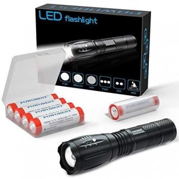 Linterna de mano Super brillante LED Linterna táctica Lámpara con zoom Antorcha-con 4x18650 Batería recargable Botón de 3,7 V Batería superior para ciclismo Senderismo Camping Emergencia