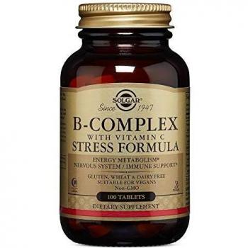 Solgar Vitamin B-Complex with Vitamin C Tablets - Pack of 100 - High Strength B-Complex - Energy, Immune and Nervous System Support - Vegan, Gluten Free and Kosher