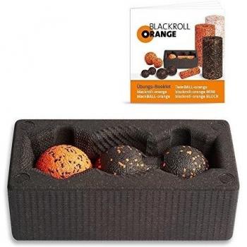 Blackroll Orange (el original) - BLOCK con blackBALL-orange 8 cm y TwinBALL-orange 8 cm que incluye folleto de ejercicios.