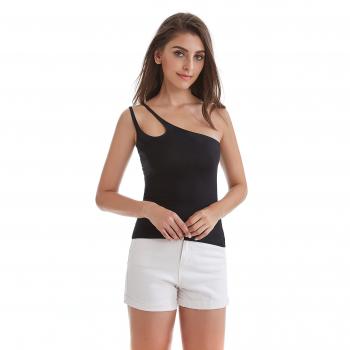 Ariestar Camisetas sin Mangas de Tirantes para Mujer de Hombro Chalecos de Algodón Casual Sencillo Ajustada Atractiva de Verano Primavera Talla única-Negro