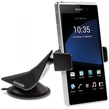 kwmobile soporte para el parabrisas del automóvil para Sony Xperia Z1 - soporte automóvil con ventosa en negro