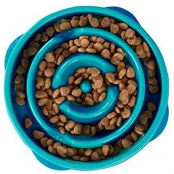 Outward Hound Fun Feeder Slo-Bowl - Comedero con obstáculos para perros - Turquesa - Mediano/mini