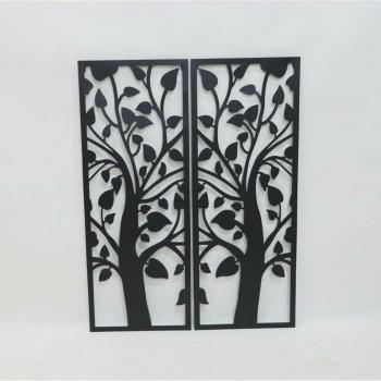 Decoración de Pared DKD Home Decor (2 Piezas) Árbol Metal Shabby Chic
