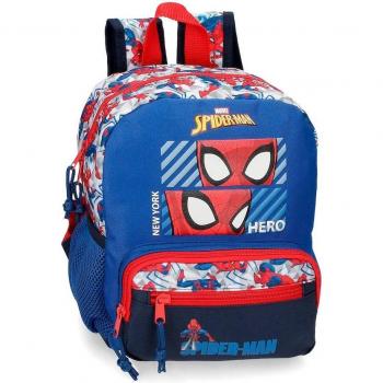 Mochila Infantil Marvel Spiderman Hero 28cm Poliéster con Bolsillos Laterales Azul
