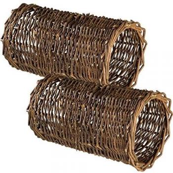 Túneles de Madera de Sauce para Roedores - Juguete Natural y Estable para Hámster y Ratones - Marrón (2 Unidades)