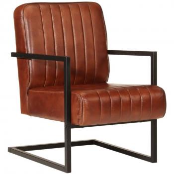 Sillón de cuero auténtico marrón