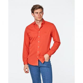 CAMISA DE HOMBRE GABARDINA SLIM CUELLO CUTAWAY LISO NARANJA