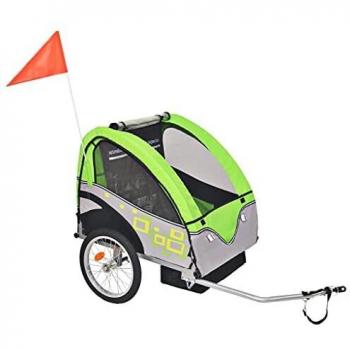 vidaXL Remolque de bicicleta para niños gris y verde 30 kg