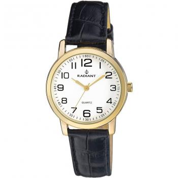 Radiant - Reloj de mujer Grand RA281607 con correa de piel sintética negra y detalles elegantes.