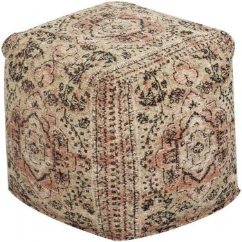 Belssia Pouf Amara Medallón Madera Amarillo 50x50x50 cm