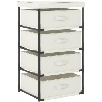 vidaXL Storage Rack with 4 Fabric Baskets Steel Cream