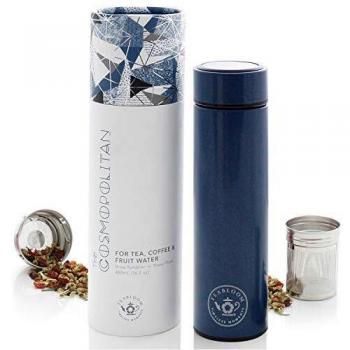 Teabloom Vaso De Bebidas Multiusos - 480 Ml/Botella De Agua con Aislamiento De Metal Cepillado - Vaso De Té - Botella De Viaje - Máquina para Hacer Cerveza Fría