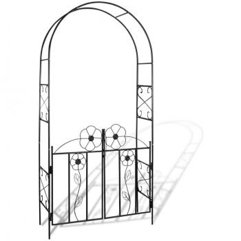 Banco de jardín con cojines ratán sintético negro 105 cm