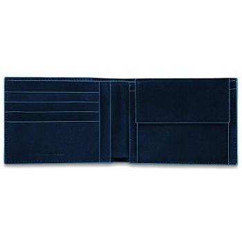 Piquadro Blue Square Wallet Business Style, Leather, 12.5 cm, Male, Blue, Size: ONE SIZE