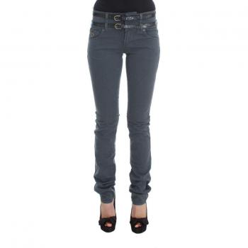 Blue Cotton Blend Slim Fit High Waist Jeans by John Galliano, Size W26, Made in Italy