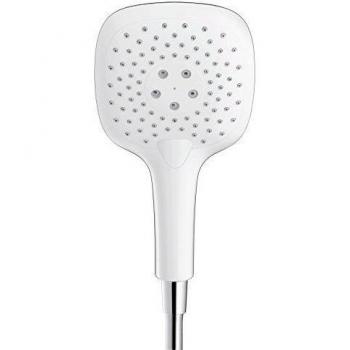 Hansgrohe 28567400 PuraVida Ducha de mano, 3 tipos de chorro, ahorro de agua, Blanco/Cromo, Ø 150 mm