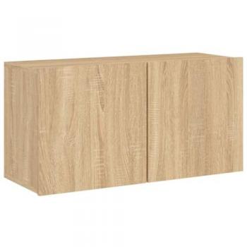 Mueble TV Multimedia Suspendido Roble Sonoma 80 x 30 x 41 cm con Espacio de Almacenamiento