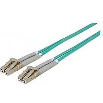 Intellinet Fiber Optic Patch Cable OM3 LCLC 1m Aqua Duplex Multimode 50125 µm LSZH Fibre Lifetime Warranty Polybag