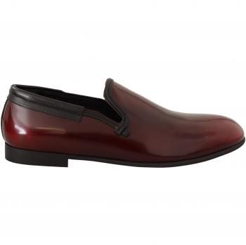 Dolce & Gabbana Luxury Leather Loafers Bordeaux, Size EU40.5/US7.5