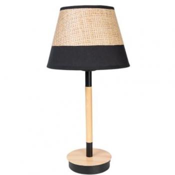 Lámpara de mesa Romimex Negro Beige Madera Mimbre 23 x 44 x 23 cm