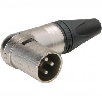 Conector XLR Macho 3 Pin Acodado de Alta Calidad, Carcasa de Níquel, Contactos Plateados