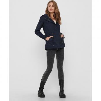 Parka para mujer Only ONLLORCA con capucha, cintura fruncida y diseño en color azul