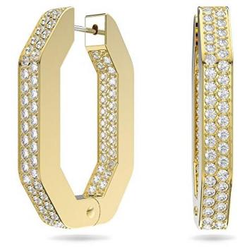 Pendientes de aro Dextera con pedrería de Swarovski, Pavé de Cristal Blanco, Baño Tono Oro Rosa, Colección Swarovski Dextera