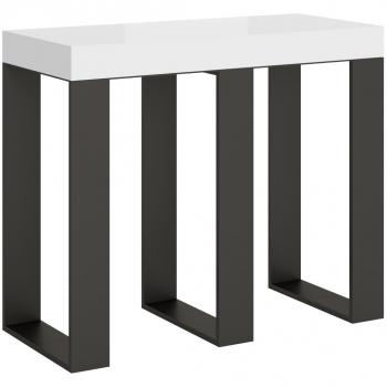 Consola extensible 90x40/196 cm Sintesi Small efecto madera fresno blanco con estructura antracita