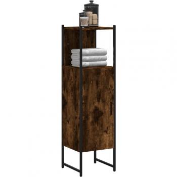 Armario de baño en madera de ingeniería roble ahumado, dimensiones 33x33x120,5 cm