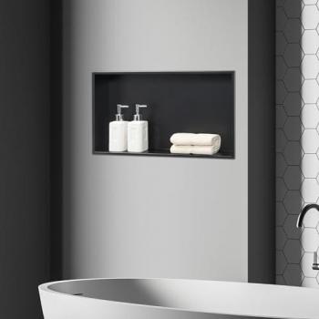 Nicho de Ducha Empotrado Kristinehamn Acero Inoxidable 62x32x10cm - Negro Mate Resistente al Agua