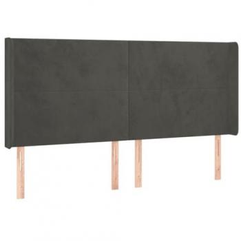 Cabecero con LED de terciopelo gris oscuro 163x16x118/128 cm