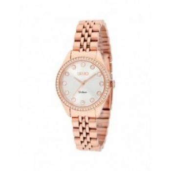 Reloj de mujer LIU JO TLJ2255, acero inoxidable, esfera blanca, cronógrafo, resistente al agua hasta 30 metros, correa de piel negra